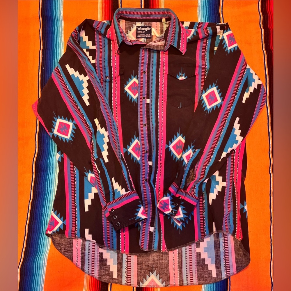 Vintage Aztec Wrangler Pearl Snap shirt.